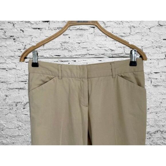 Theory Womens Beige Cotton & Lycra Bootcut Trousers Tuxedo Stripe Size 4 - Picture 4 of 7